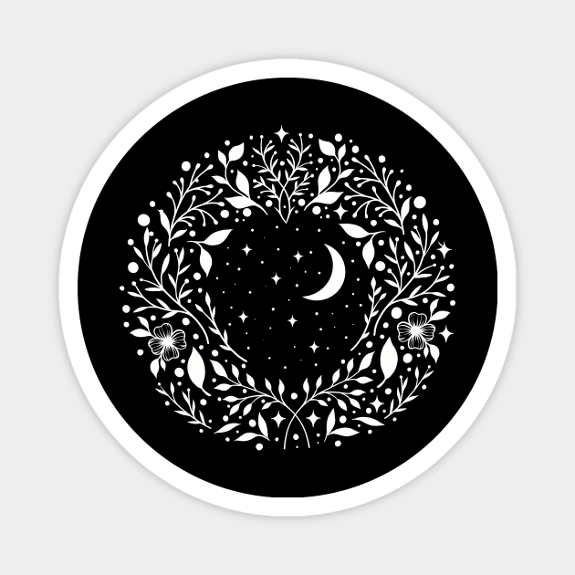 Night Garden Circle Magnet by Episodic Drawing